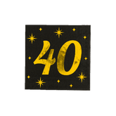 40 Jaar Servetten Zwart Goud 19cm 16st